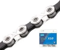 Цепь велосипедная KMC X10 1/2''x11/128''x116L 10 скоростей (серебристый/черный)