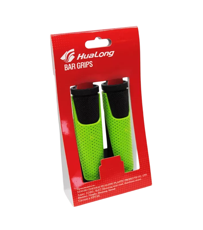 Грипсы Hualong HL-G305 (чёрный/зелёный, L-125 мм)