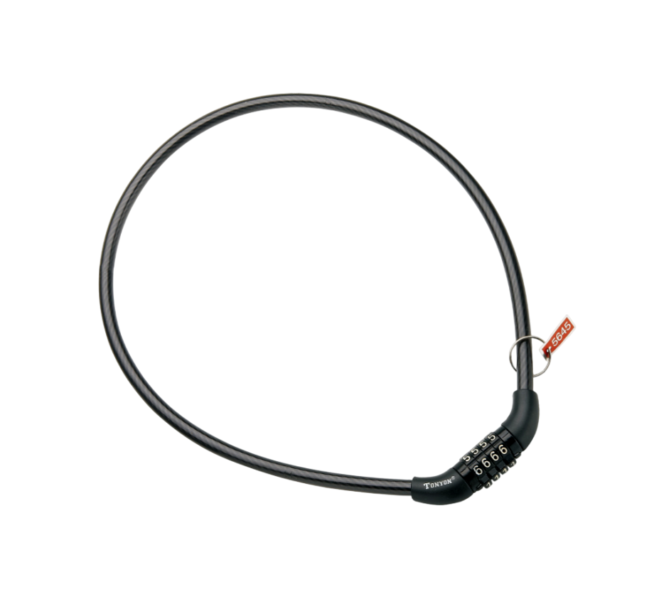 Замок велосипедный TONYON 445C-0865F (кодовый, 8/650 мм)