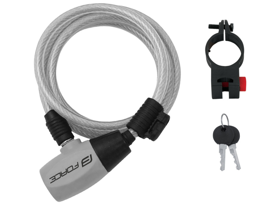 Замок Force RON 8/1850 мм (спиральный с креплением, прозрачный)