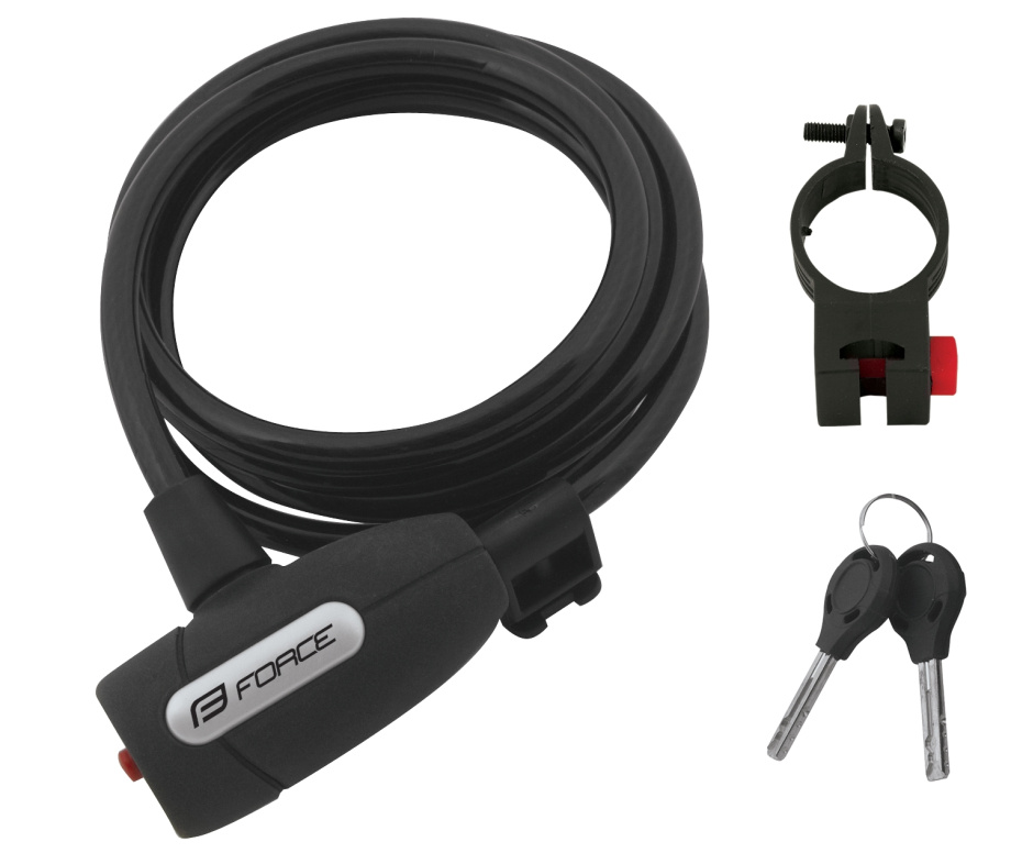 Замок Force LUX 8/1800 мм (спиральный с креплением, чёрный)