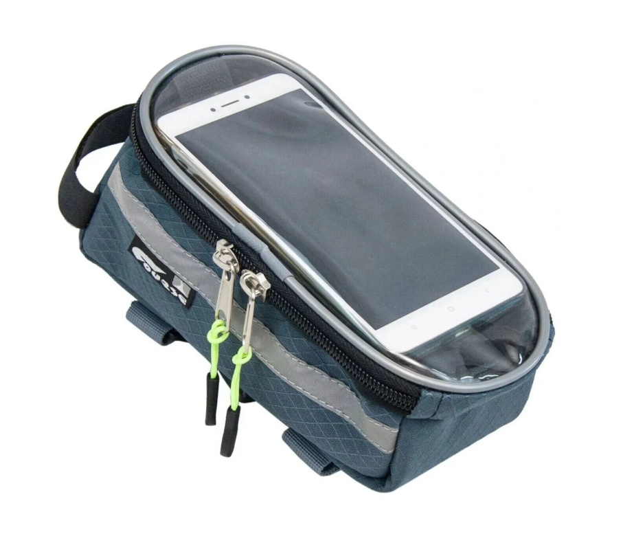 Велосумка Course Мастер на раму увеличенная для смартфона (синий)