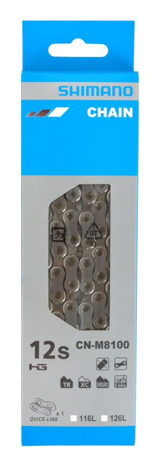 Цепь Shimano CN-M8100 (12 скоростей, 126 звеньев, с замком цепи QuickLink)