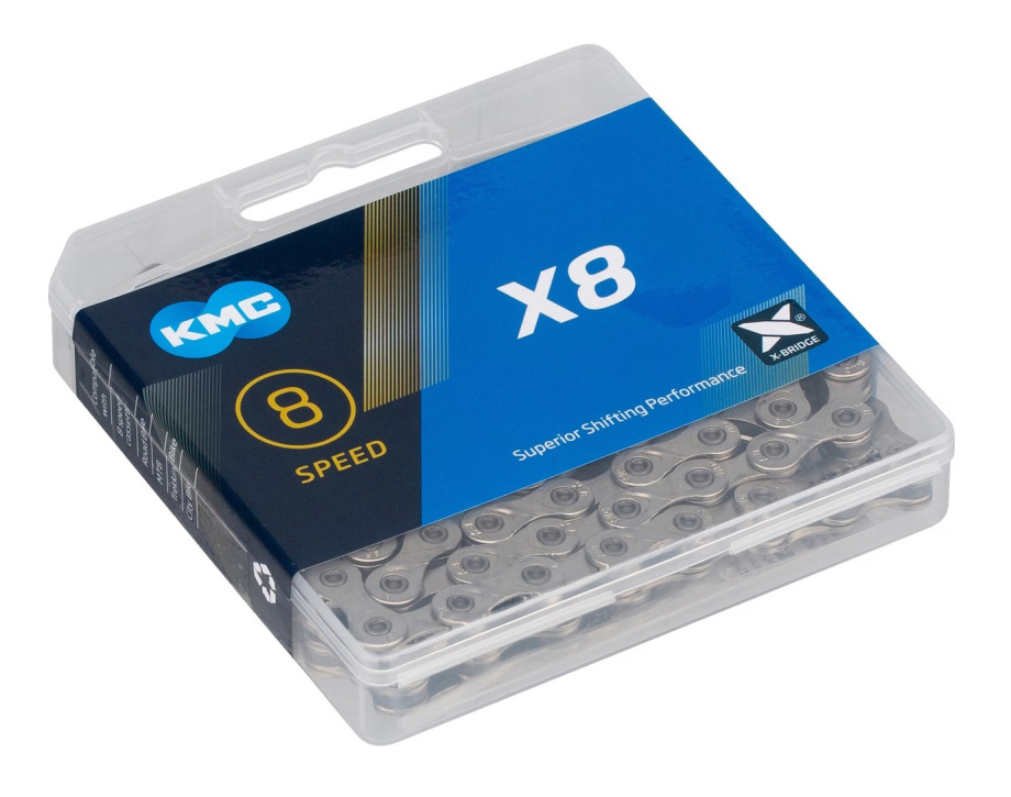 Цепь велосипедная KMC X8 (116 зв., 8 ск., серебристый)
