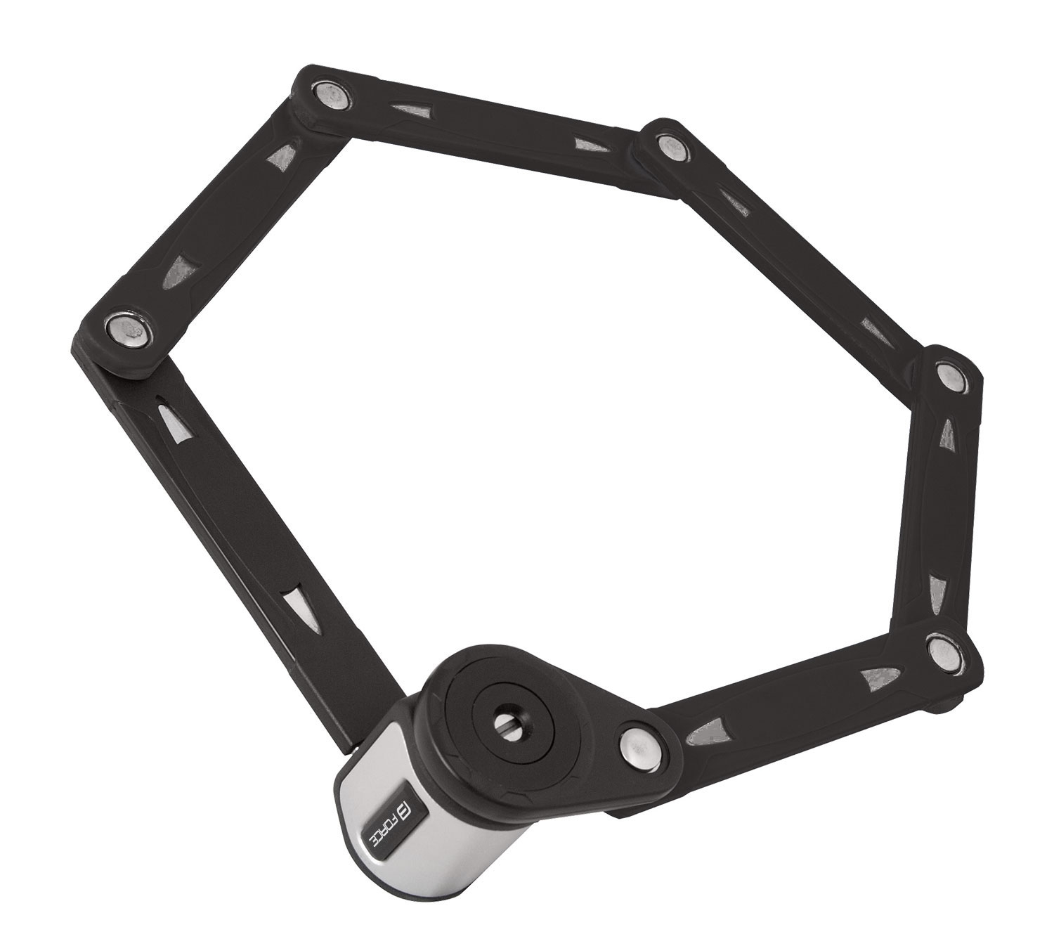 Замок Force FOLD 80 см (складной, 6 звеньев, с креплением, чёрный)