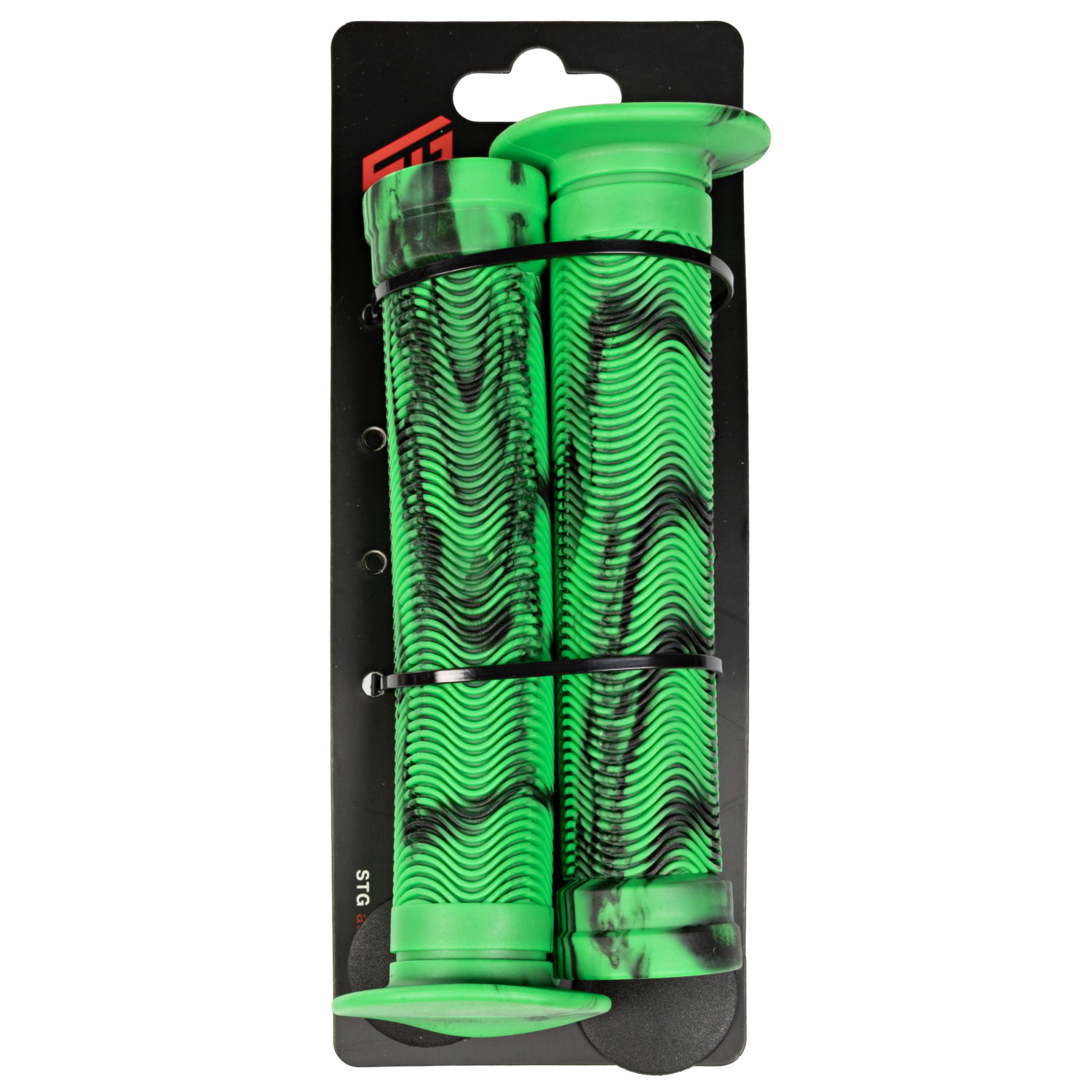 Грипсы STG 150 мм (чёрные/зелёные)