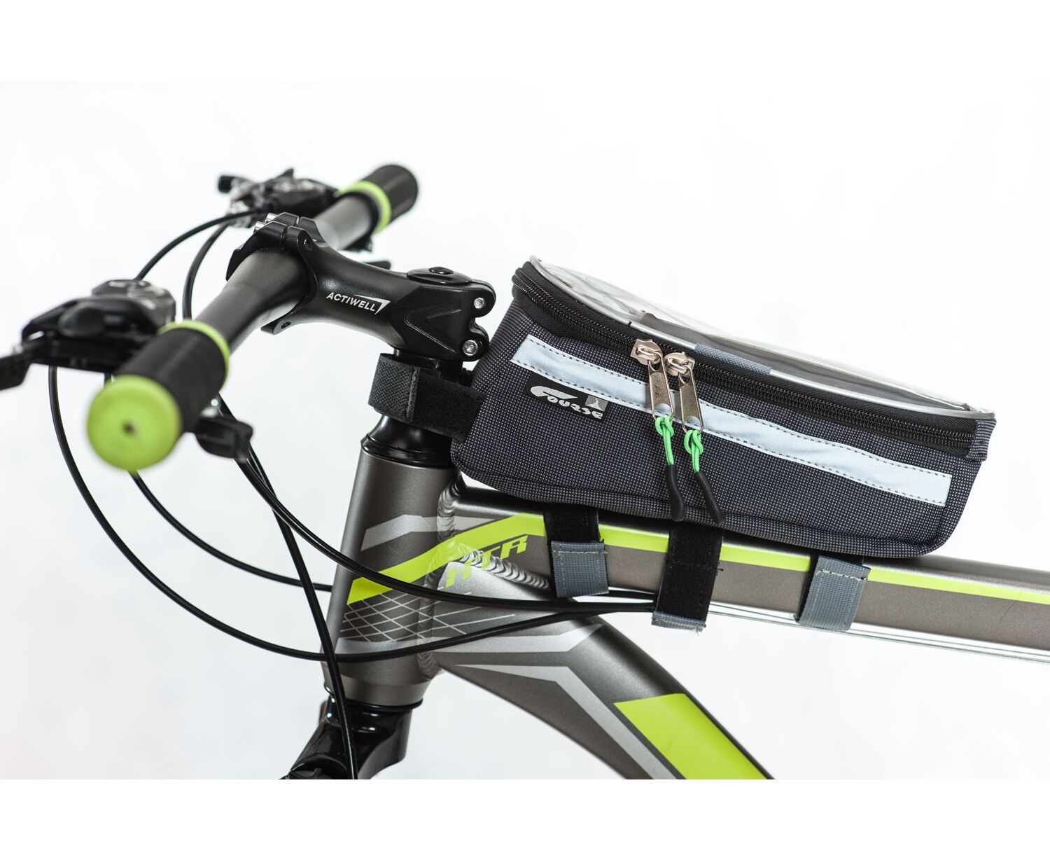 Велосумка Course Мастер на раму увеличенная для смартфона (серый)