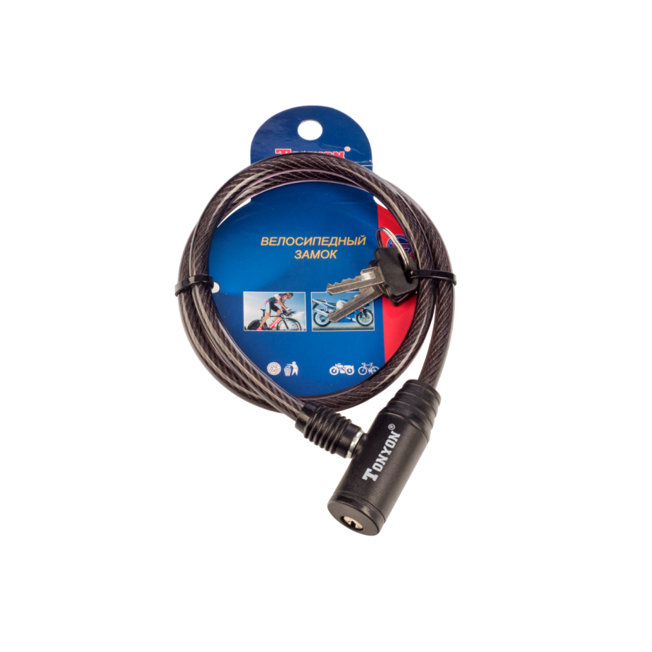 Замок велосипедный TONYON 414K-0865 (8/650 мм)