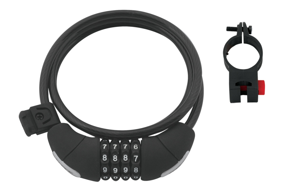 Замок Force LUX 8/1200 мм (кодовый, спиральный с креплением, чёрный)