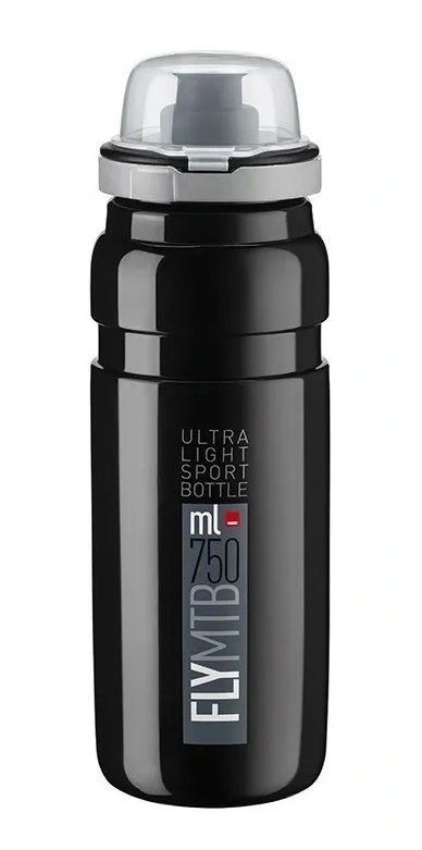Велобутылка Elite Fly 750 мл (чёрная, серый логотип)