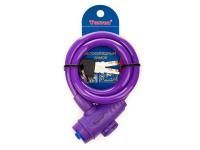 Замок велосипедный TONYON ø10мм х 1000мм 588K-1010PR (фиолетовый)