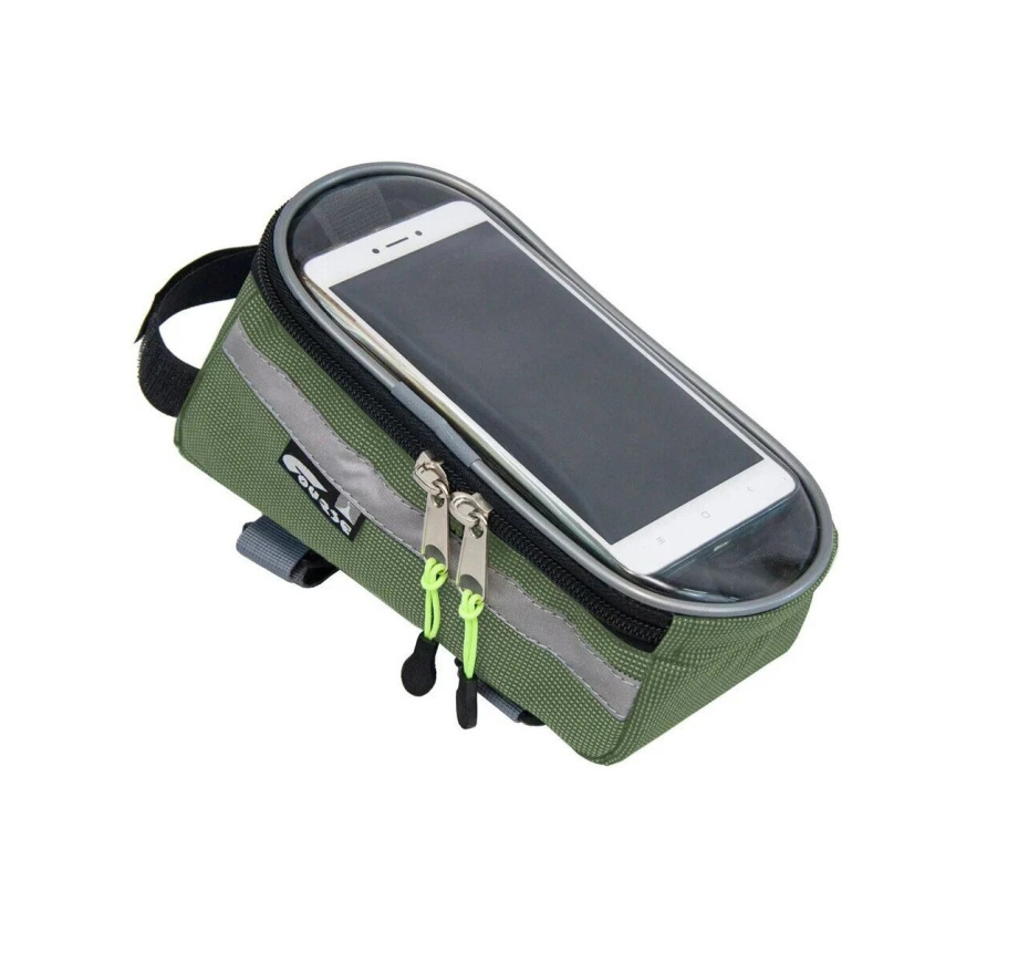 Велосумка Course Мастер на раму увеличенная для смартфона (зеленый)