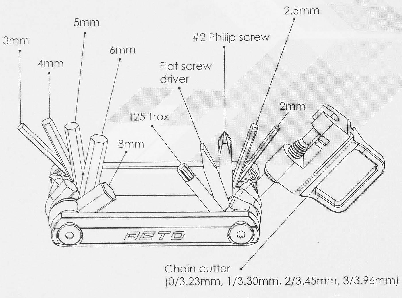 Набор инструментов Beto BT-338 (15 в 1)