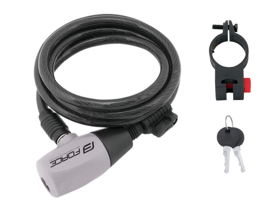 Замок Force RON 8/1200 мм (спиральный с креплением, чёрный)