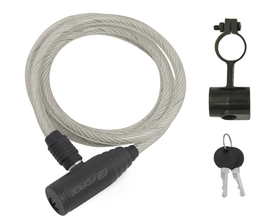 Замок Force ECO 8/1200 мм (спиральный с креплением, прозрачный)