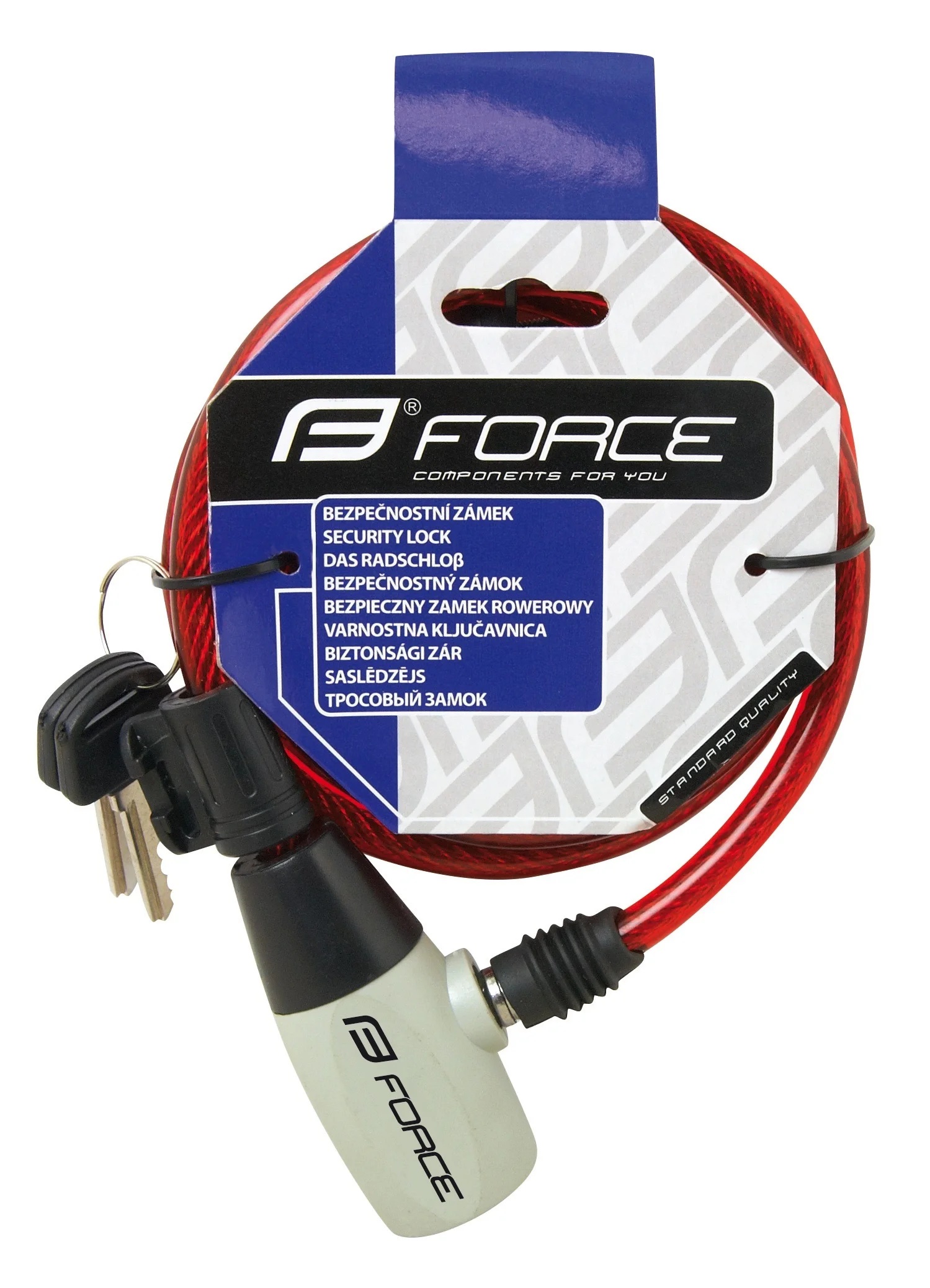 Замок Force RON 8/1850 мм (спиральный с креплением, красный)