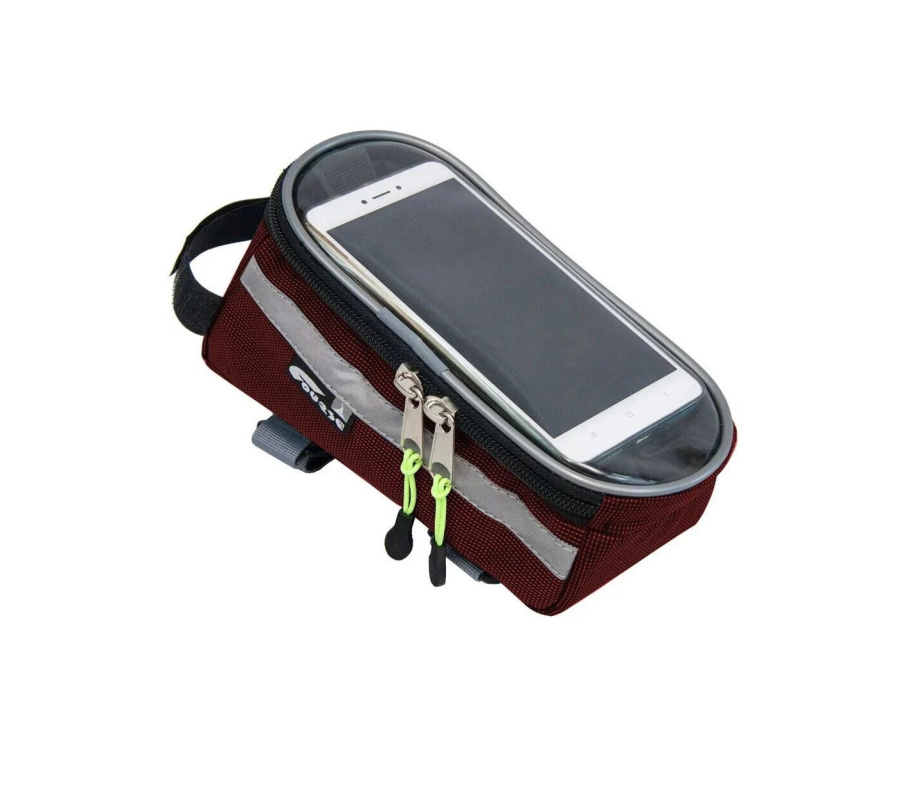 Велосумка Course Мастер на раму увеличенная для смартфона (красный)