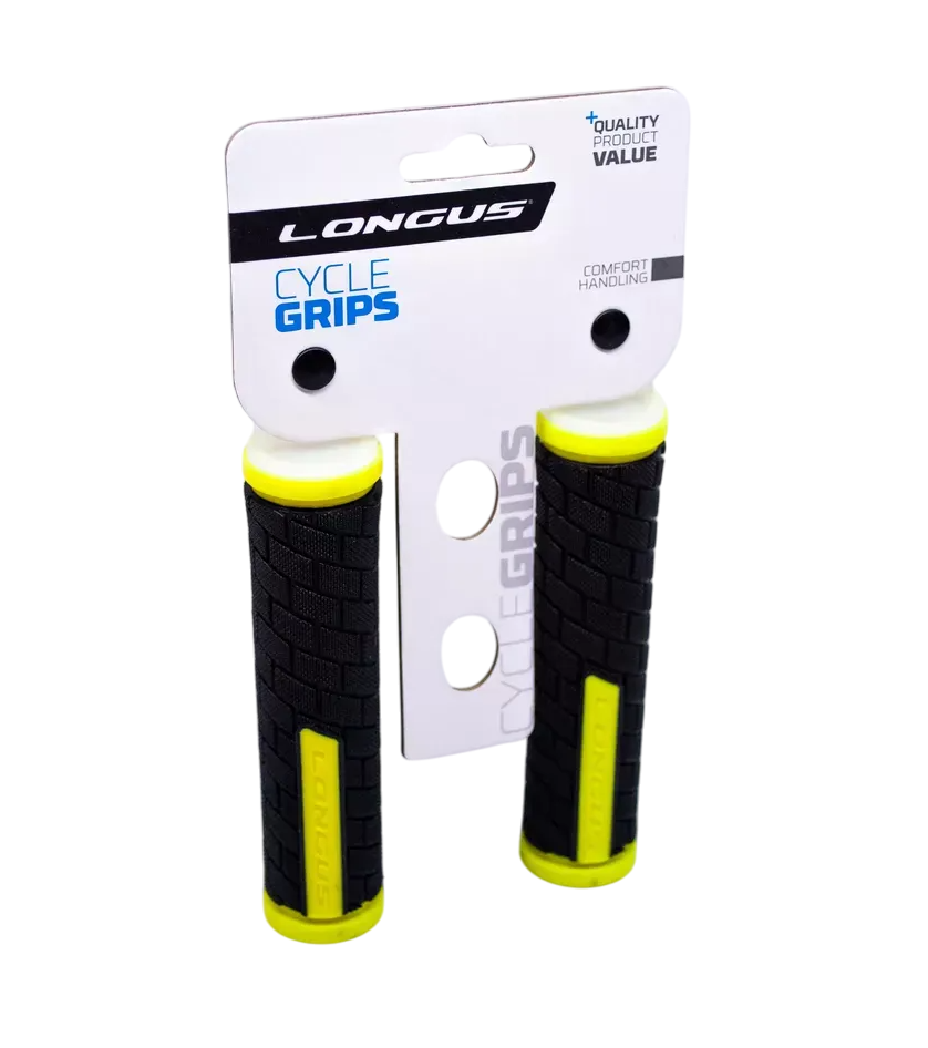 Ручки руля Longus GRID (черный/неоново-жёлтый, L-128 мм)