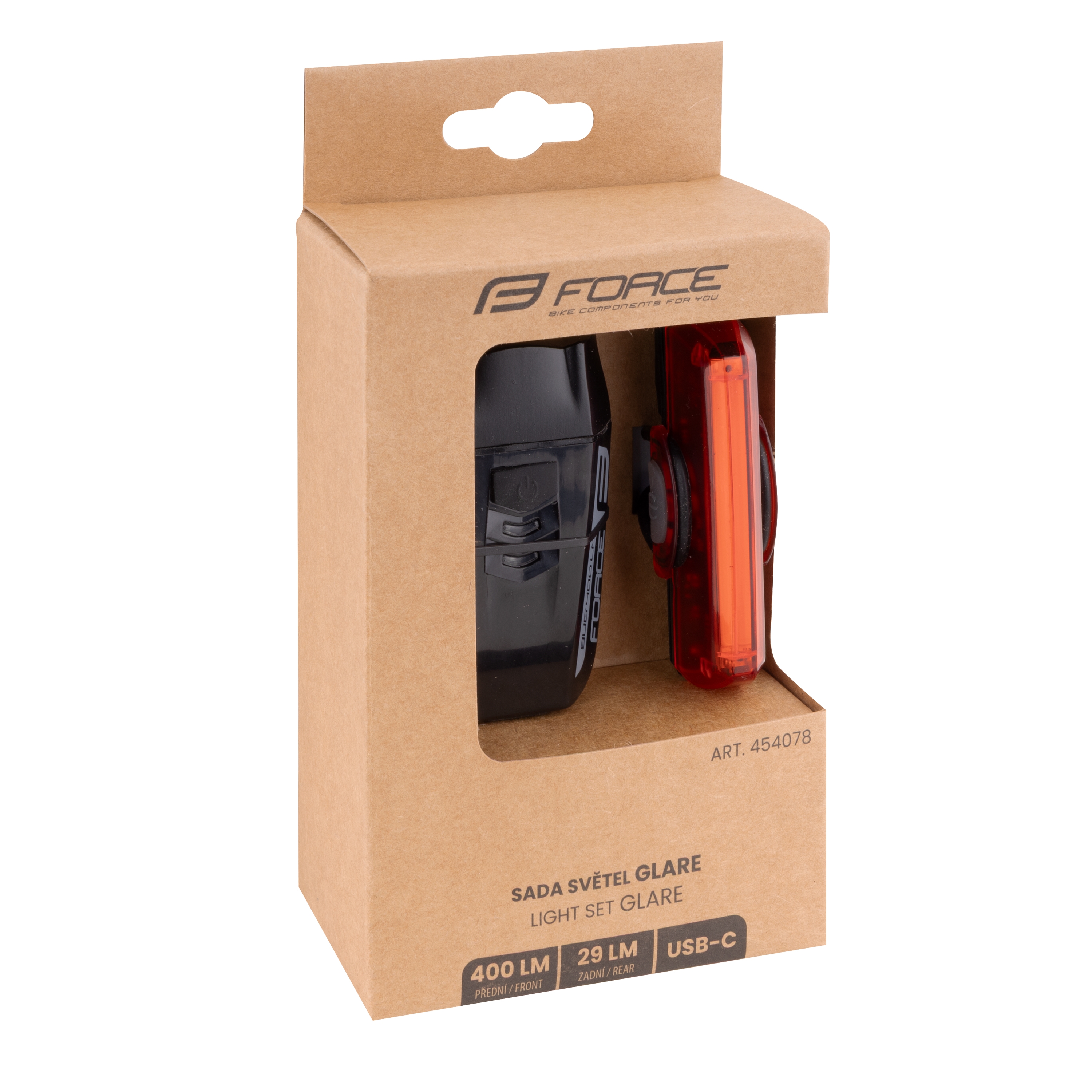 Набор велосипедных фонарей Force GLARE USB (передний + задний)