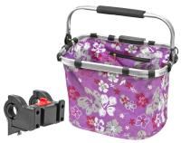 Велокорзина передняя универсальная JL-082 (с быстросъёмным креплением на руль, сиреневая)