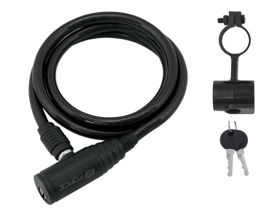 Замок Force ECO 8/1200 мм (спиральный с креплением, чёрный)