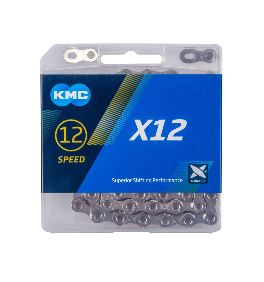Цепь велосипедная KMC X12 (126 звеньев, 12 скоростей, серебристая)