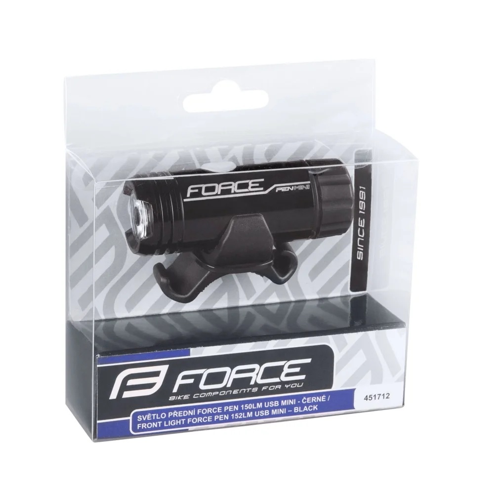 Фонарь передний Force PEN MINI 150LM USB (черный)
