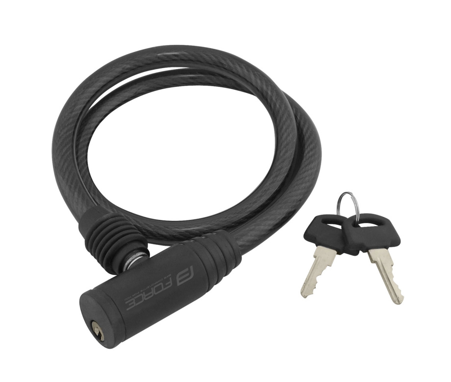 Замок Force ECO 12/800 мм (спиральный с креплением, чёрный)