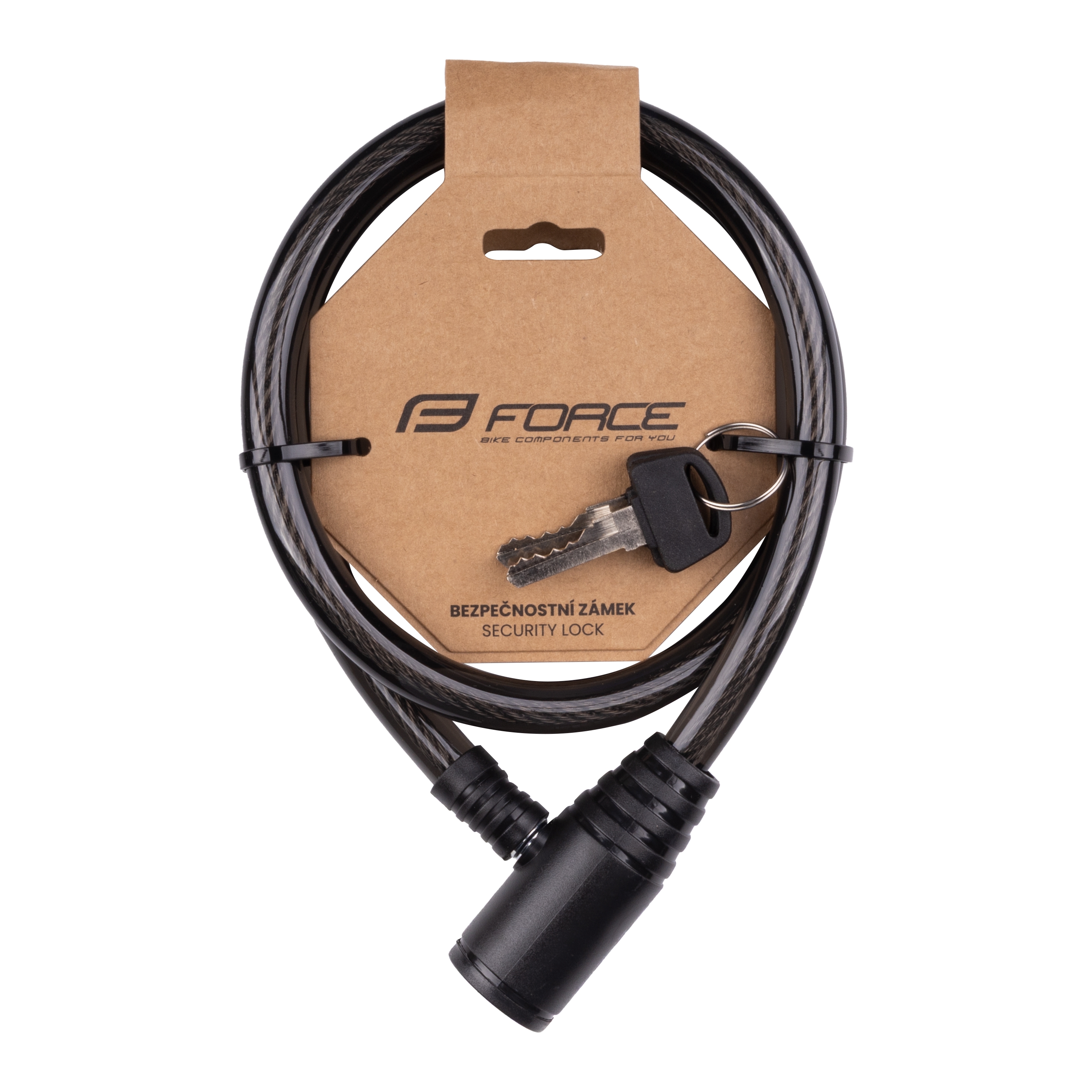 Замок Force ECO 12/800 мм (спиральный с креплением, чёрный)