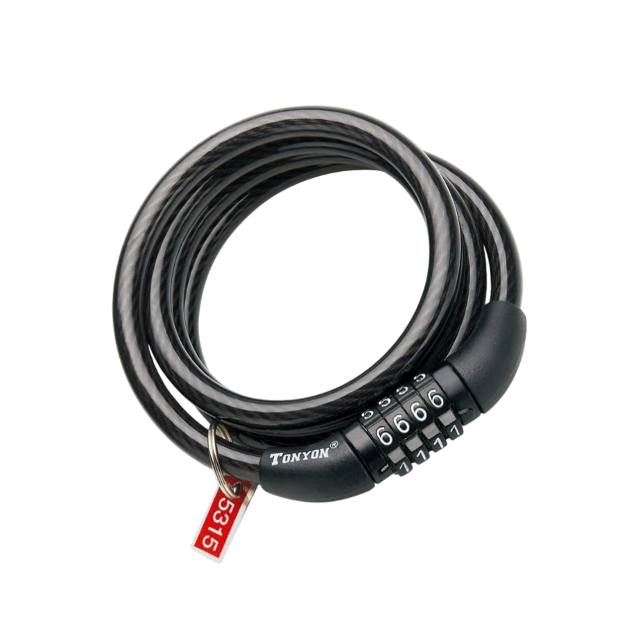 Замок велосипедный TONYON 532C-0812F (кодовый, 8/1200 мм)