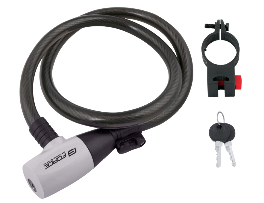 Замок Force RON 12/800 мм (спиральный с креплением, чёрный)