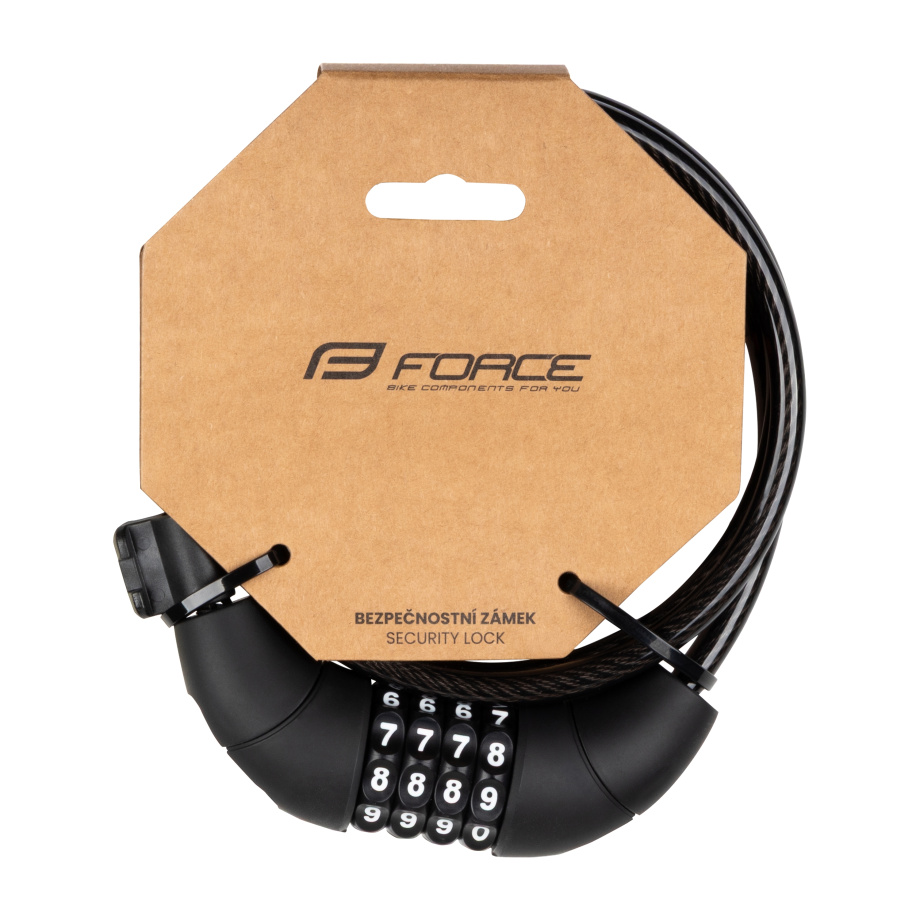 Замок Force LUX 8/1200 мм (кодовый, спиральный с креплением, чёрный)