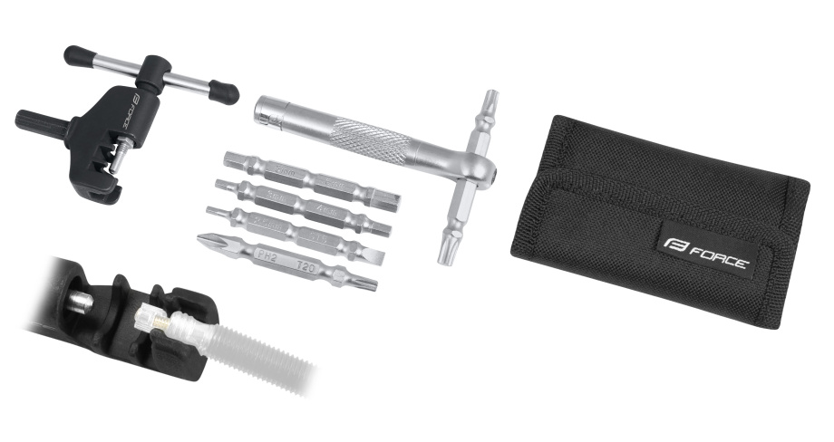 Инструмент Force 894669 (набор 12 в 1 с выжимкой цепи, в чехле)